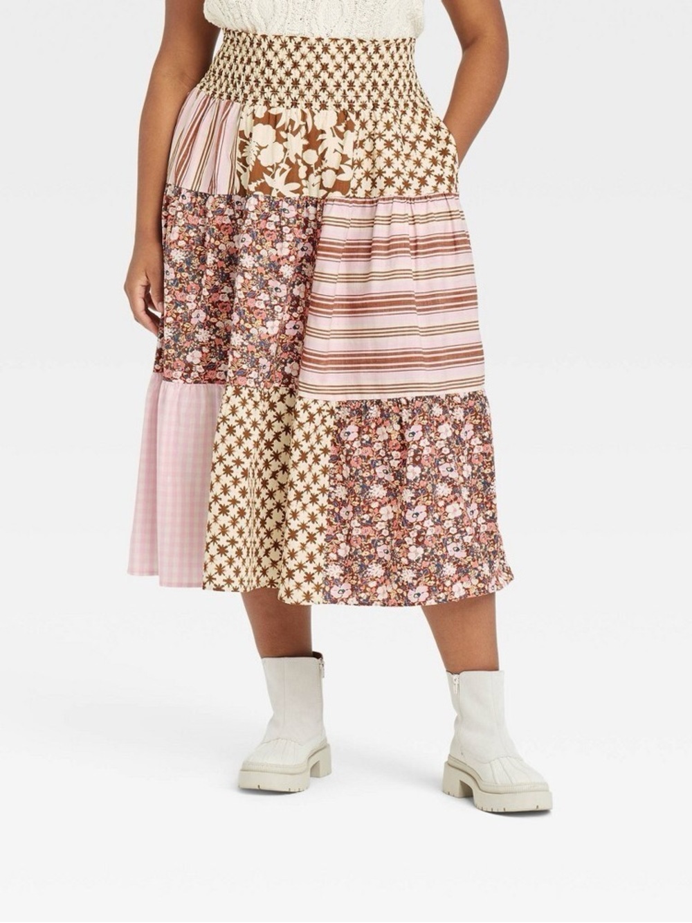 Universal Thread Patchwork Midi Skirt